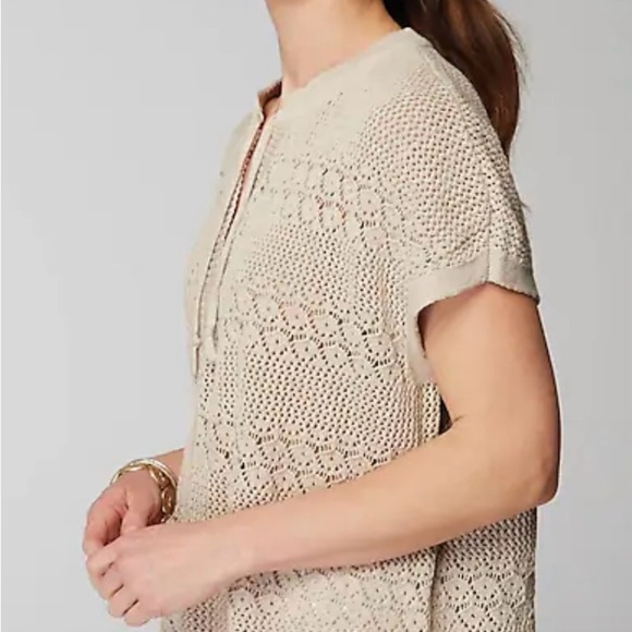 J. Jill - Pure Jill Tan Crochet Sweater - Size XL Tall - Picture 2 of 6
